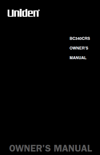 BEARCAT BC-340CRS Scanner Radio Owner's Manual