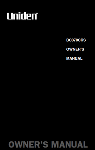 BEARCAT BC-370CRS Scanner Owner's Manual