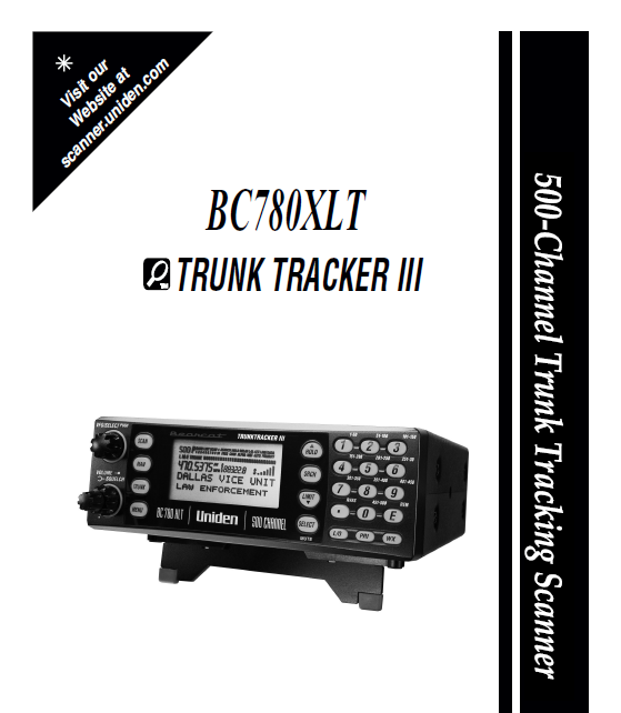 BEARCAT BC780XLT Trunk TrackerIII Scanner  Owner's Manual