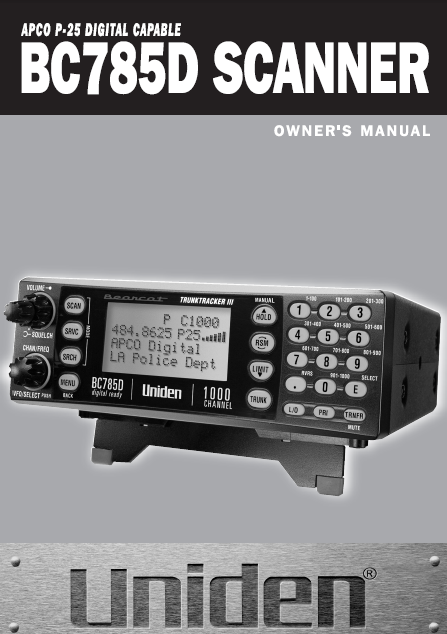 BEARCAT BC-785D Scanner Owner's Manual