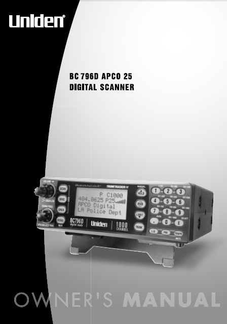 BEARCAT BC-796D APCO25 Digital Scanner Owner's Manual