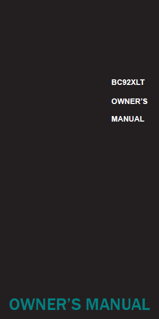 BEARCAT BC-92CLT Controls and Display Owner's Manual