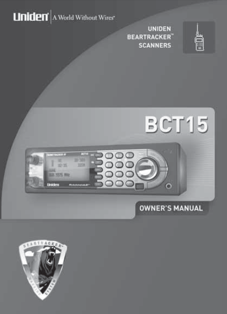 BEARCAT BCT-15 Scanner Owner's Manual