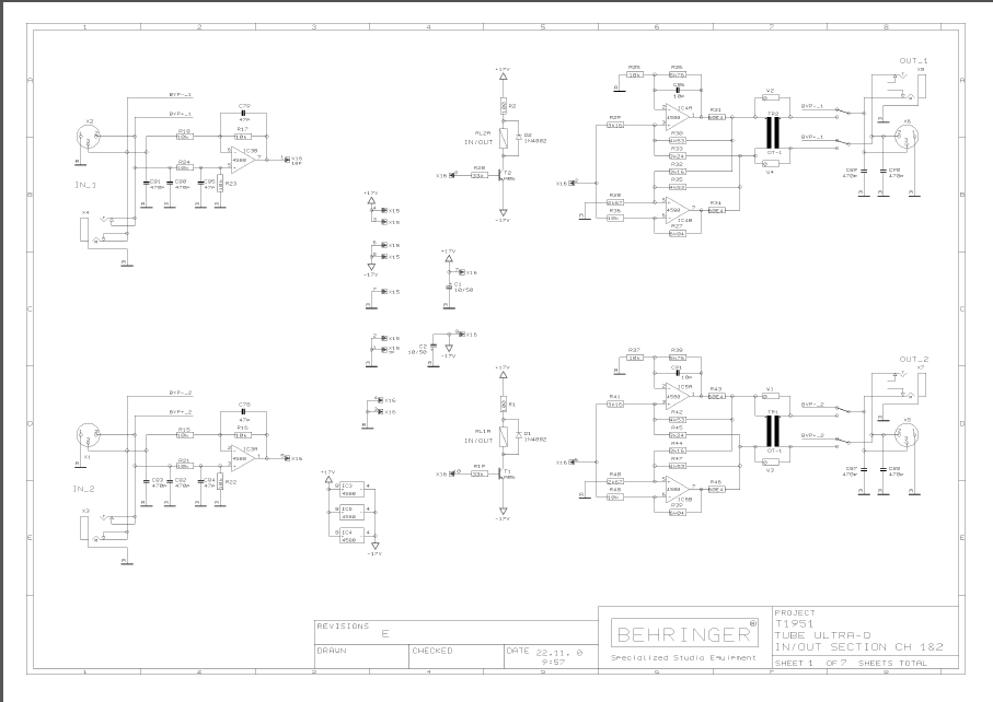 BEHRINGER T1951 TUBE ULTRA-O rev E Schematics