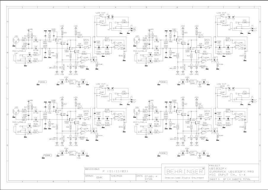 BEHRINGER Europack UB1832FX PRO rev F Schematics
