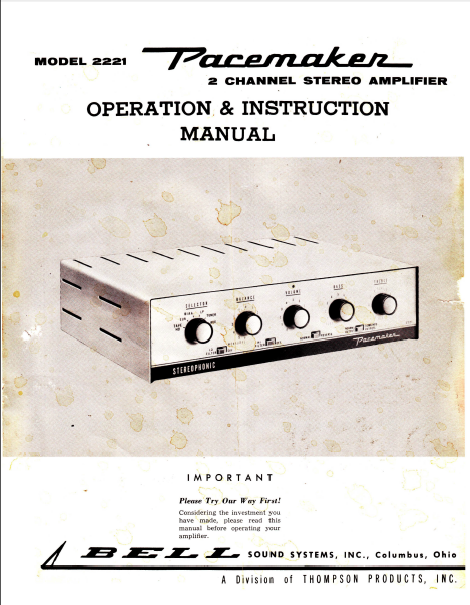 BELL HOWELL 2221 Stereo Amplifier Instruction Manual