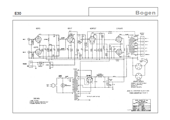 BOGEN E30 Test Data Schematic