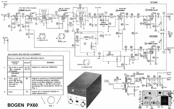 BOGEN Model PX60 FM Stereo Multiplex Alignment Schematic