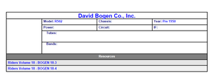 BOGEN Model R502 Riders Volume Schematics