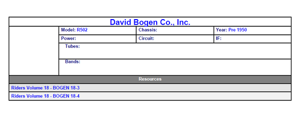 BOGEN Model R502 Riders Volume Schematics