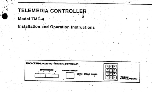 BOGEN Model TMC-4 Telemedia Controller Instruction Manual