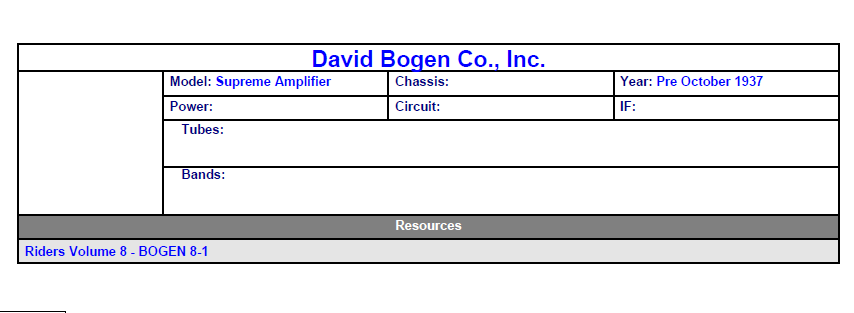 BOGEN Supreme Amplifier Riders Volume Schematic