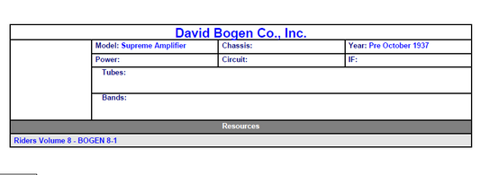 BOGEN Supreme Amplifier Riders Volume Schematic