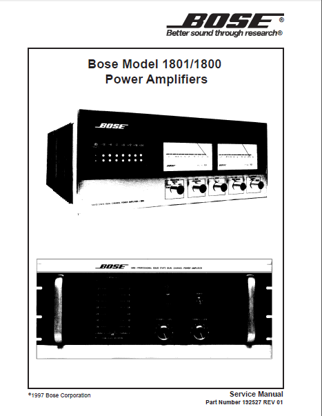 BOSE 1801-1800 Power Amplifier Service Manual