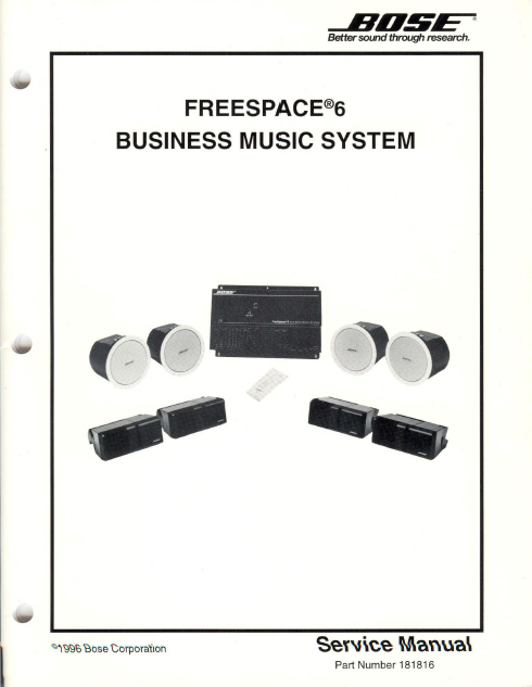 BOSE FreeSpace6 Business Music System Service Manual