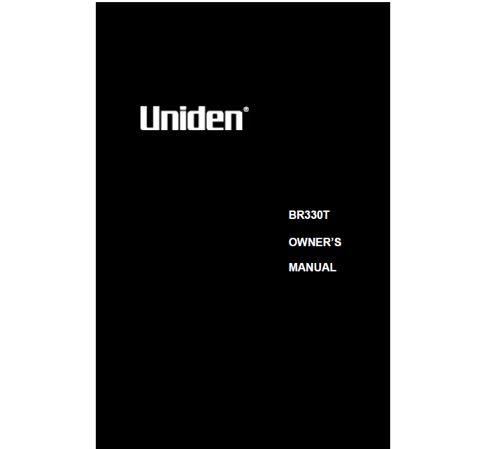 BEARCAT BR330T Radio Scanner Owner's Manual