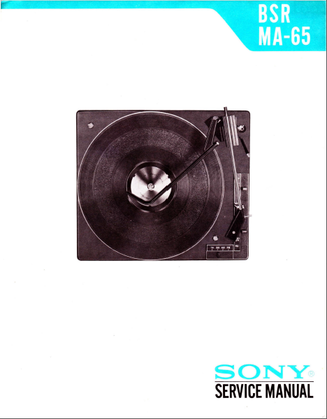 BSR MA65 Sony Spindle Adaptor Service Manual