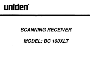 BEARCAT BC-100XLT Scanning Receiver Service Manual