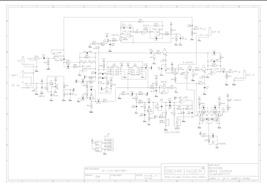 BEHRINGER BCH100 Bass Chorus rev D Schematics