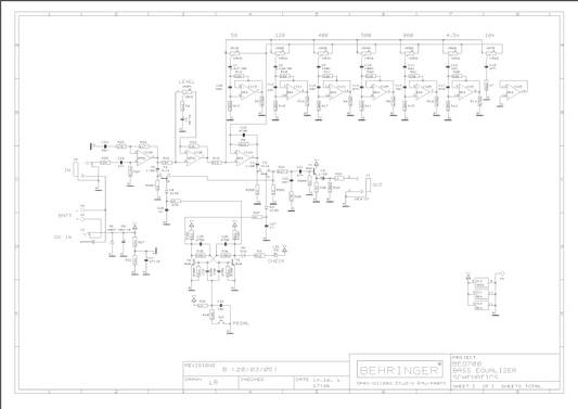 BEHRINGER BEQ700 Bass Equalizer rev B Schematics