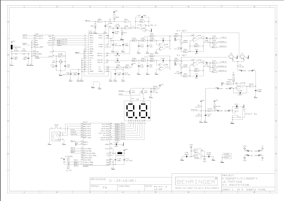BEHRINGER K300FX-K1800FX Ultratone rev D Schematics