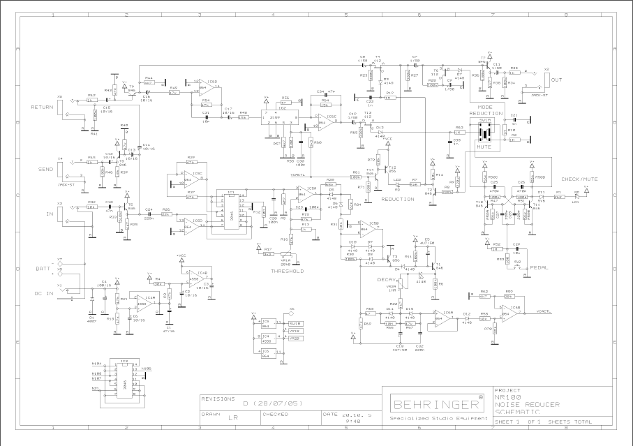 BEHRINGER NR100 Noise Reducer rev D Schematics