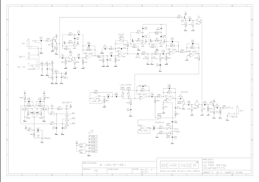 BEHRINGER UM300 ULTRA Metal rev B Schematics