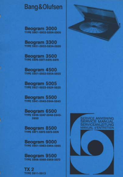B.O Beogram 3000 Service Manual