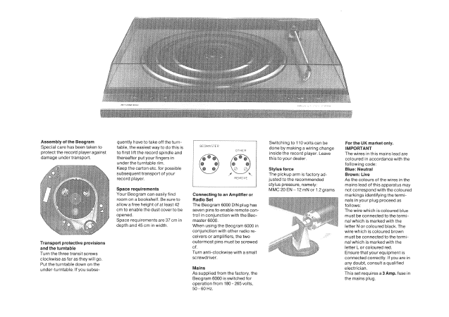 B.O Beogram 6000 Instruction Manual