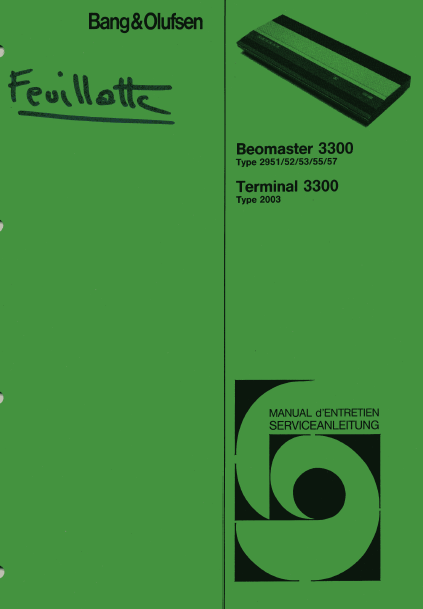 B.O Beomaster 3300 terminal 3300 Schematics