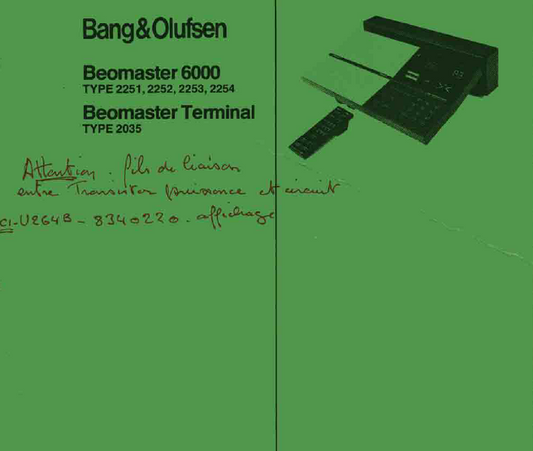 B.O Beomaster 6000 Terminal Schematics