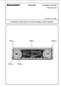 BLAUPUNKT Autoradio Acapolco CD 51-E Parts List