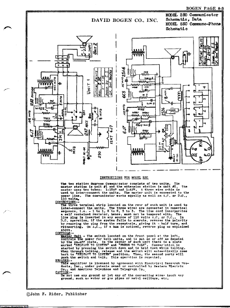 BOGEN Model 2SC Communicator Schematic