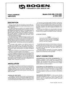 BOGEN Model CHS-35B Amplifier Instruction Manual