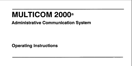 Bogen Multicom 2000 Operating Instructions Manual