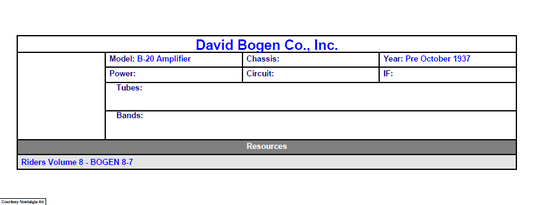 BOGEN B20 Instruction with Schematic