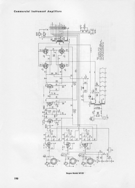 BOGEN M-120 Commercial Instrument Amplifier Schematic