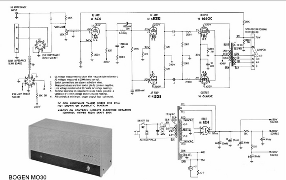 BOGEN MO-30 Tube Power Amplifier Schematic