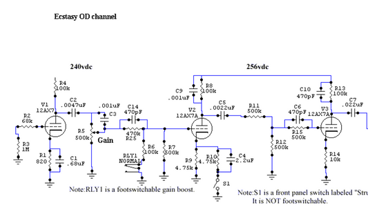 BOGNER Ecstacy OD Channel Schematic