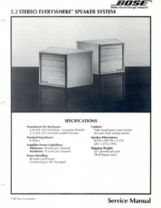 BOSE 2-2 Stereo Everywhere Service Manual