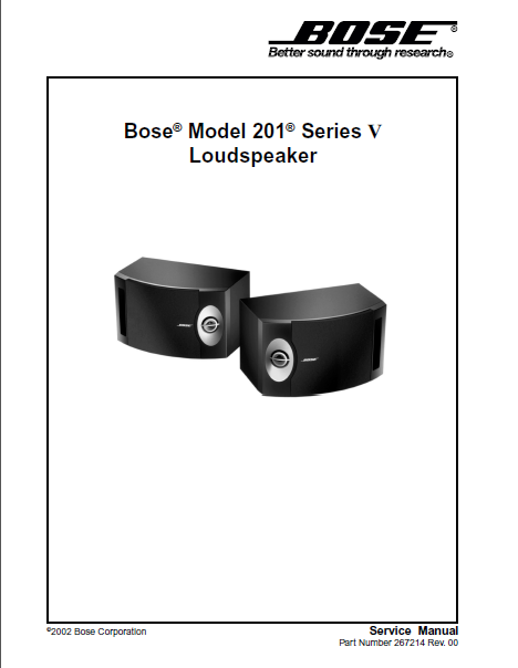 BOSE 201 Series V Loudspeaker Service Manual