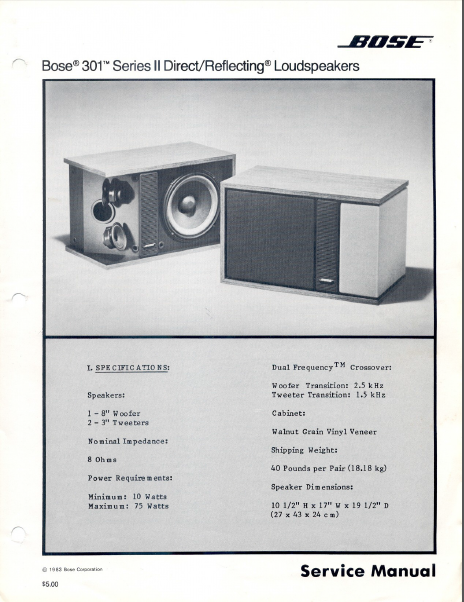 BOSE 301Series II Loudspeakers Service Manual