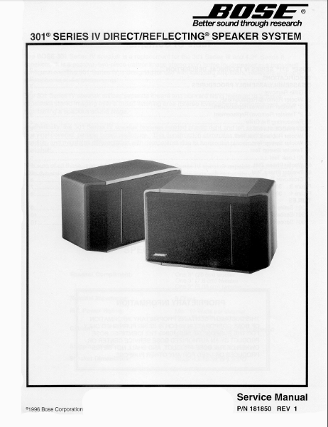 BOSE 301Series IV Speaker System Service Manual