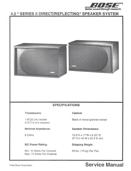 BOSE 4.2 Series II Speaker System Service Manual