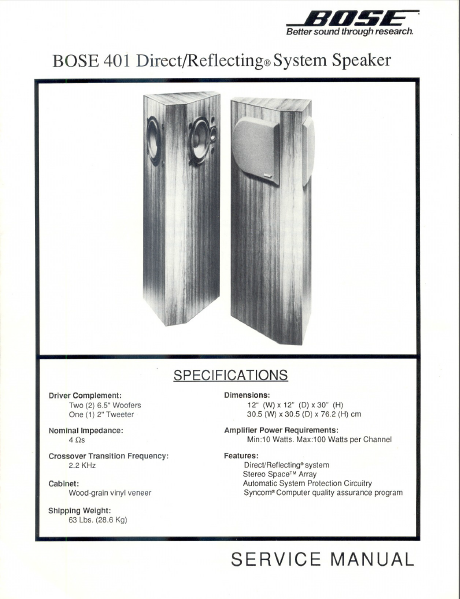 BOSE 401 System Speaker Service Manual