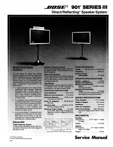 BOSE 901 Series III Speaker System Service Manual