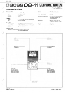 BOSS DB11 Music Conductor Service Notes