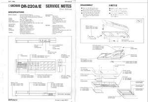 BOSS DR220A-220E Rhythm Drum Computer  Service Notes