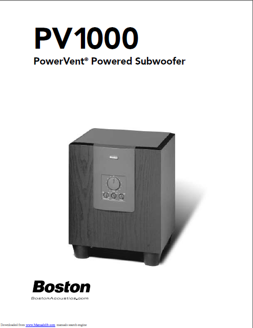 POWERVENT PV1000 Subwoofer Instruction Manual