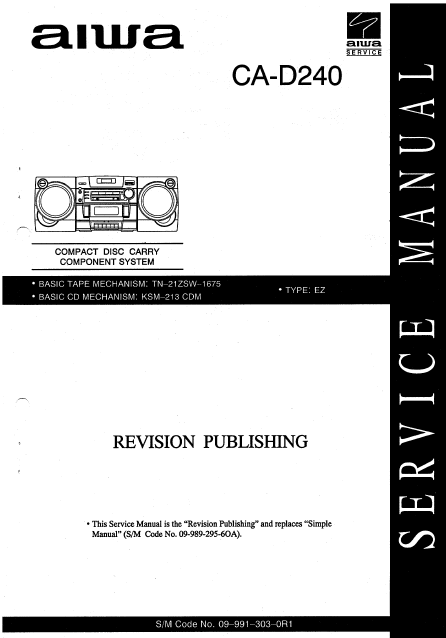 AIWA CA-D240 Revision Compact Disc Simple Service Manual